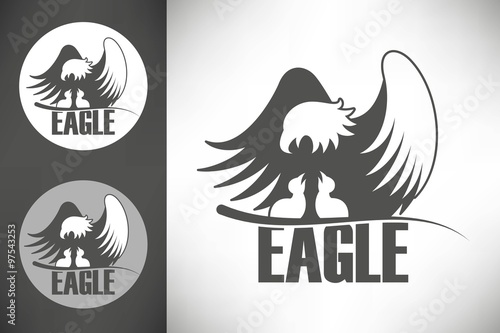 Bald eagle in the nest logo