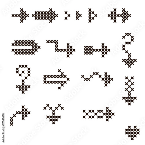 A set of 17 black arrows. The cross-stitch.