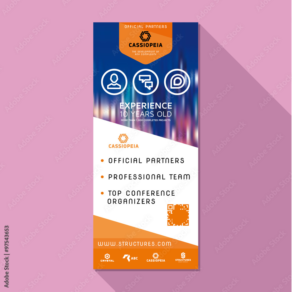 Obraz premium Roll Up vector design business stand, banner stand poster illustration
