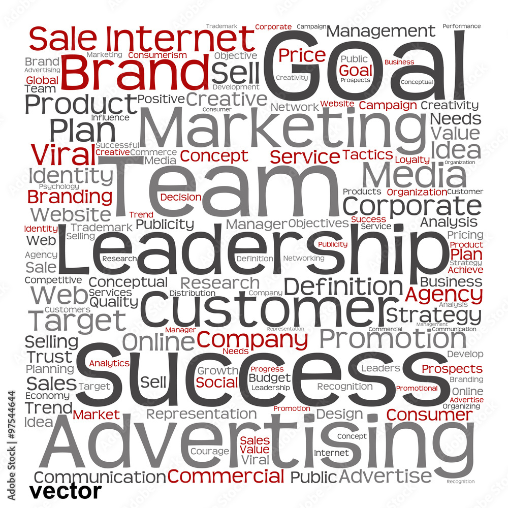 Vector conceptual business leadership word cloud