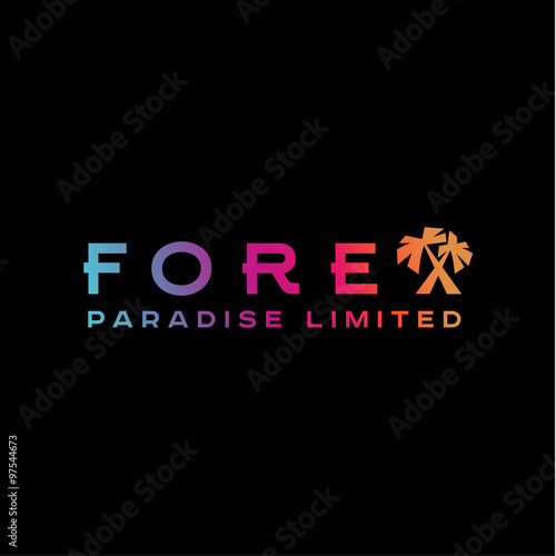 Logo Forex Paradise Palm trees corporate instead letter X Style high Quality Trend Gradients