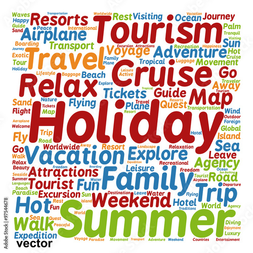 Vector conceptual tourism or travel  word cloud