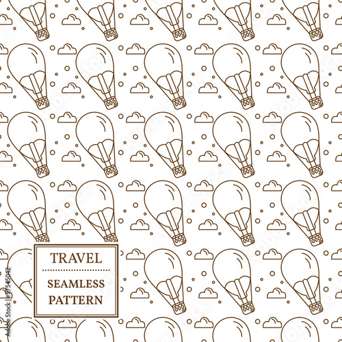 Air balloon seamless pattern. Thin line icon. Vector.