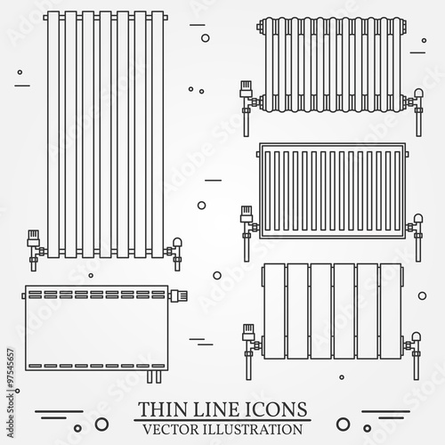 Central Heating Radiators icons thin line for web and mobile, mo