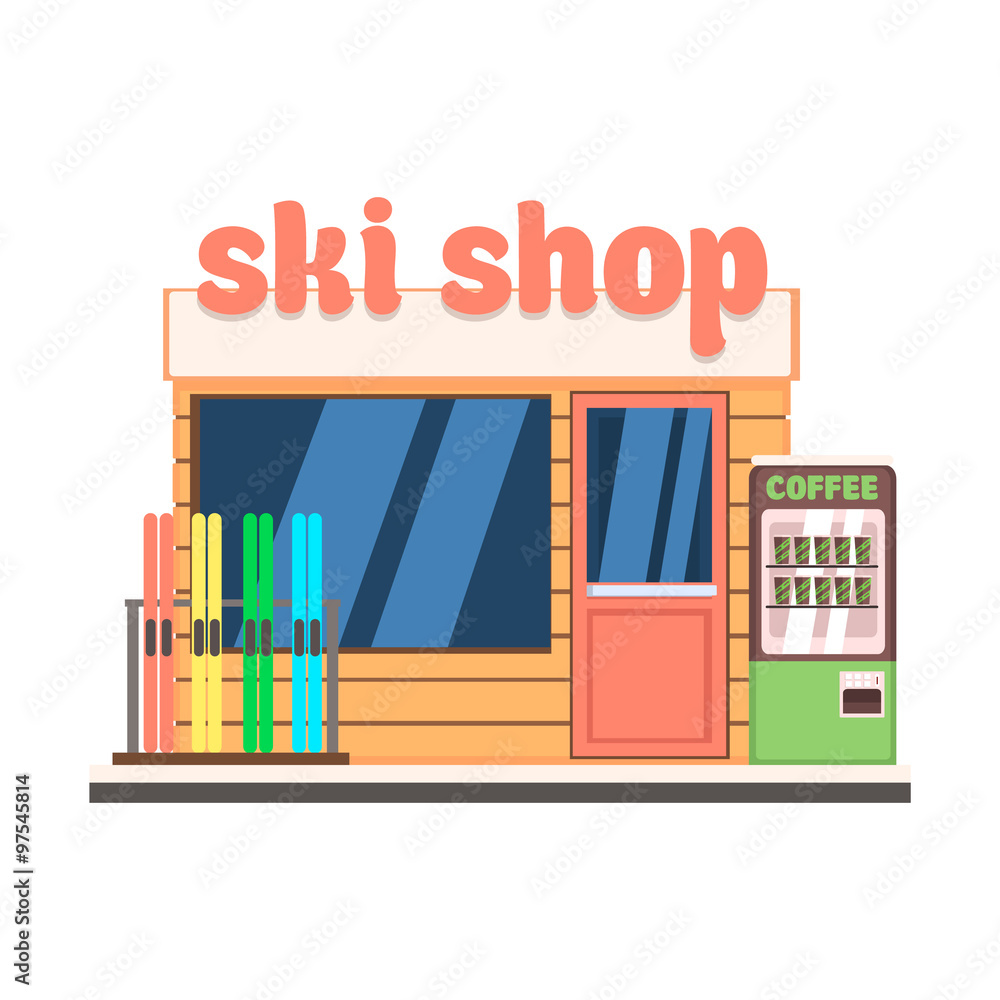 Ski Shop Front. Vector Illustration Ski Shop Front. Vector Illustration