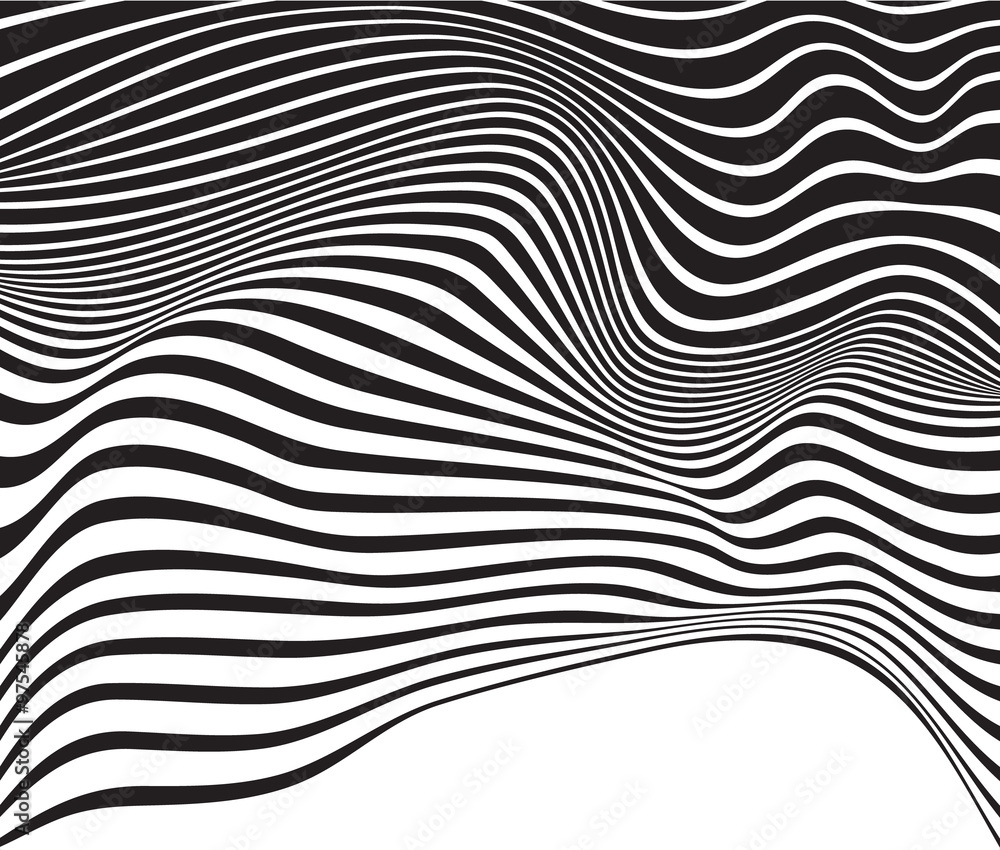 Fototapeta premium black and white mobious wave stripe optical design opart