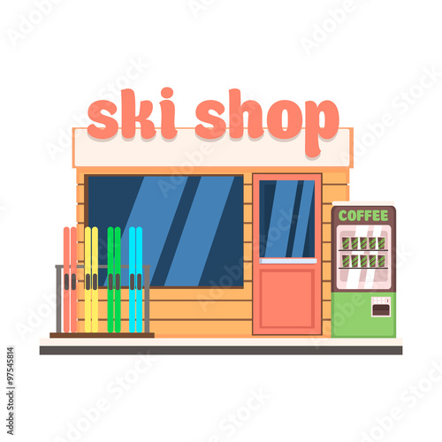 Fototapeta Naklejka Na Ścianę i Meble -  Ski Shop Front. Vector Illustration