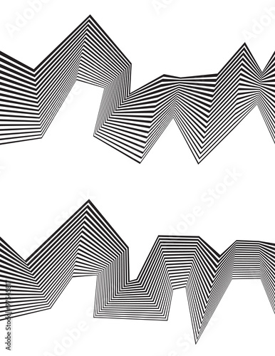black and white mobious wave stripe optical abstract design