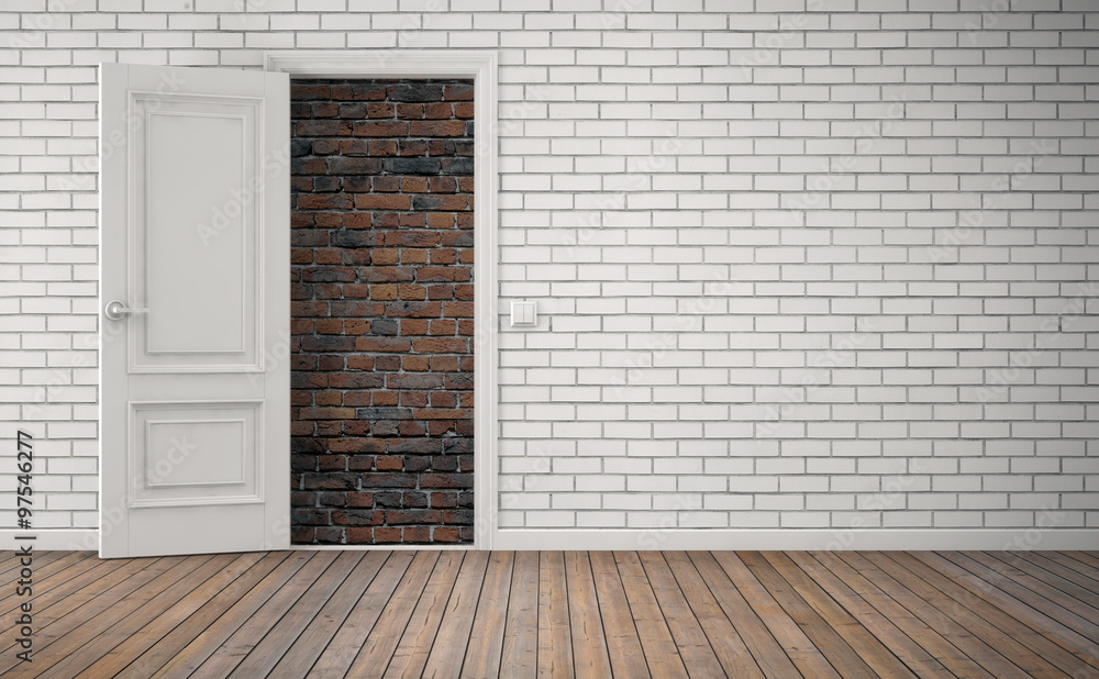 Bricked up door. No way out. 3D rendering