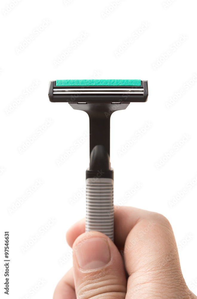 mens hand holding a shaver on white background mens hand holding a shaver on white background