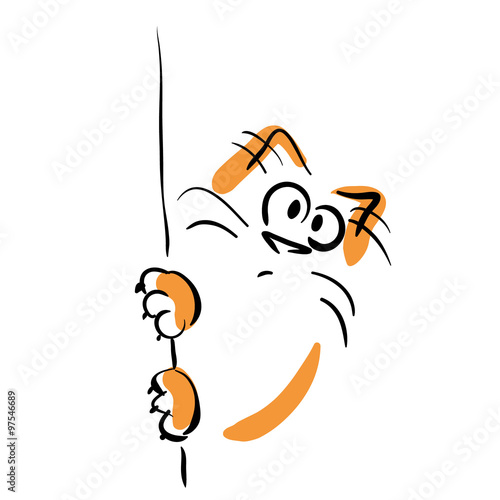 Cat peeking out. Vector illustration. 