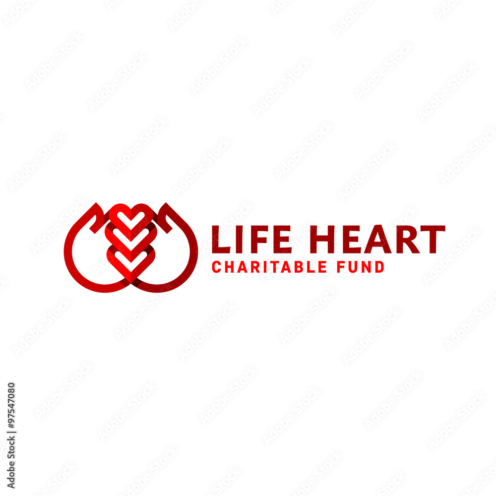 Hands and heart line logo flat style vector trend charity Hands and heart line logo flat style vector trend charity