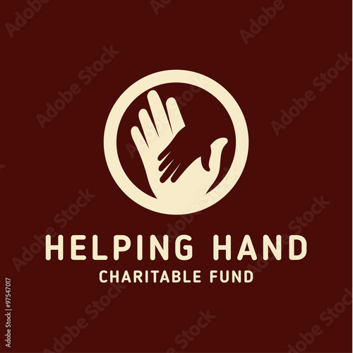Helping Hand adult and children logo icon charity help pin shape
