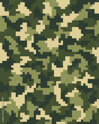 Seamless pattern of digital green camouflage, vector