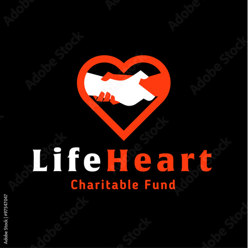 Logo helping hand life in the heart of charitable fund