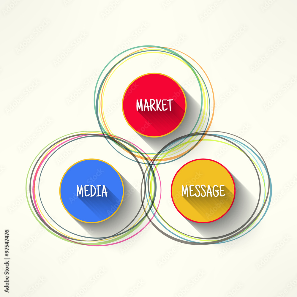 Vector media market message infographic in modern flat design. Corporate strategy schema with long shadows Vector media market message infographic in modern flat design. Corporate strategy schema with long shadows