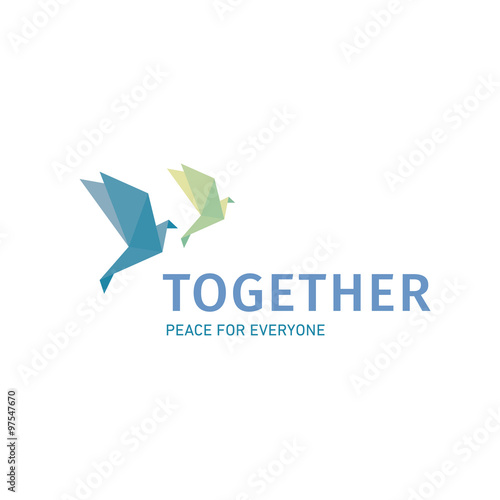 Two doves in the style of origami flying together for a charity fund logo