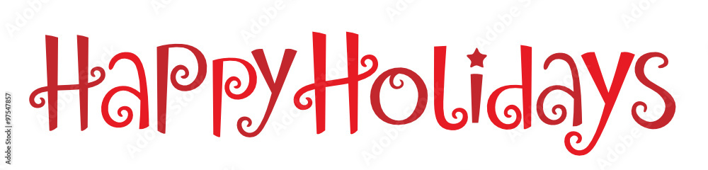 HAPPY HOLIDAYS banner in festive handdrawn font HAPPY HOLIDAYS banner in festive handdrawn font