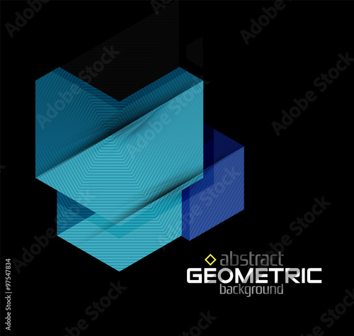 Vector color geometric shapes on black background