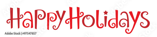 HAPPY HOLIDAYS banner in festive handdrawn font