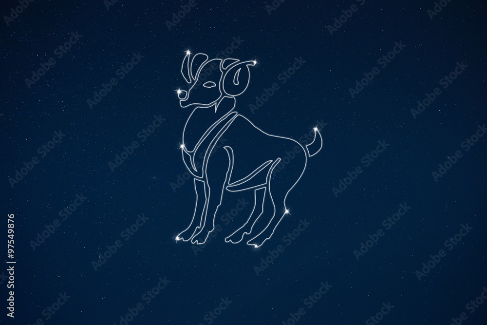 Horoscope zodiac sign Aries in dark sky Horoscope zodiac sign Aries in dark sky