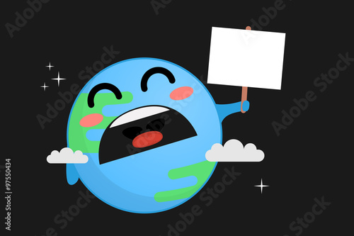 Sad earth vector illustration