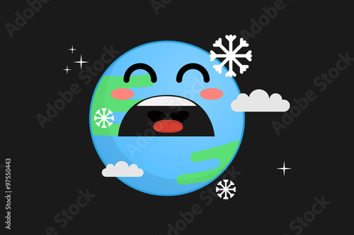 Sad earth vector illustration