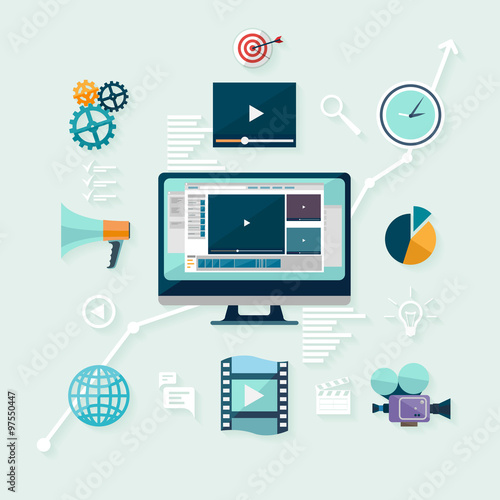 Digital marketing. Flat design.