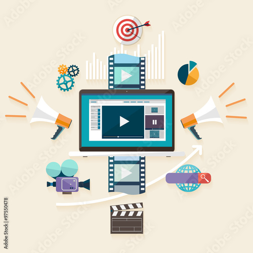 Digital marketing. Flat design.