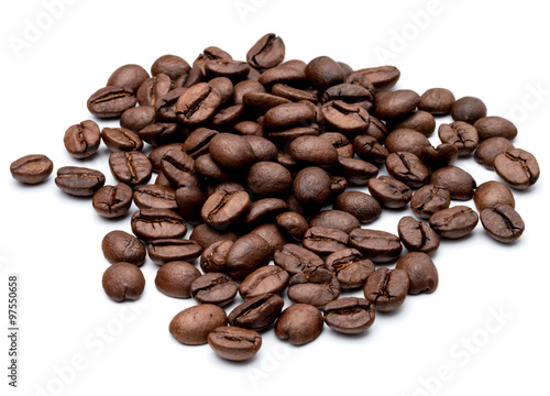 roasted coffee beans isolated in white background cutout