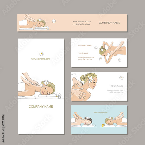 Business cards design, women in spa saloon