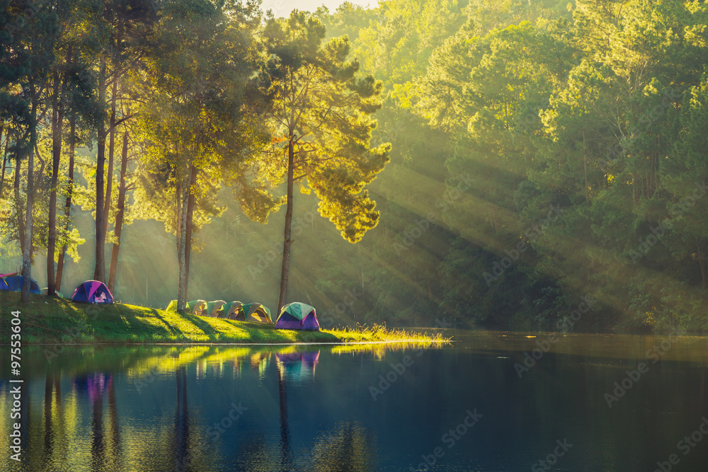 Fototapeta premium pang oung reservoir in ban rak thai at maehongson , Thailand