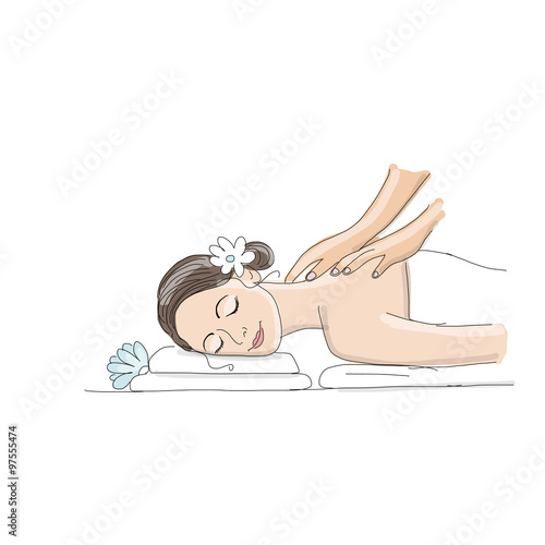 Back massage, woman sketch for your design