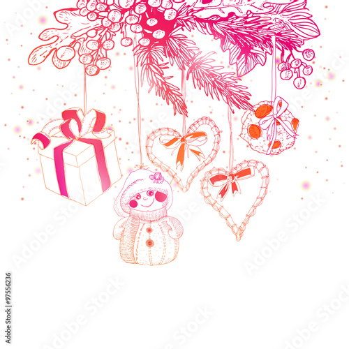 Bright colors Christmas sketch decoration
