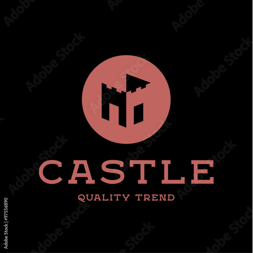 Castle fortress brand logo design trendy flat style unique for the company