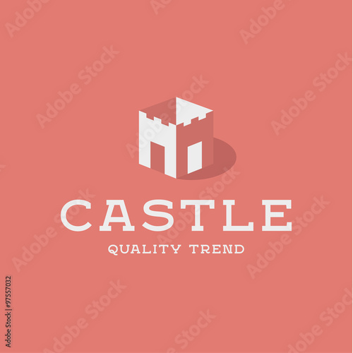 Castle fortress brand logo design trendy flat style unique for the company