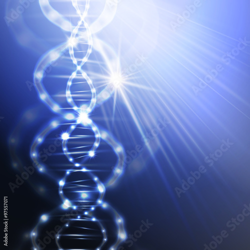 DNA molecule structure on a blue background. Science vector background