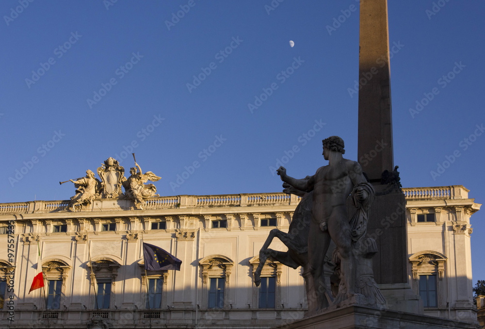 Fototapeta premium Obelisk of Montecitorio in Rome, with Palazzo della Consulta building in the background