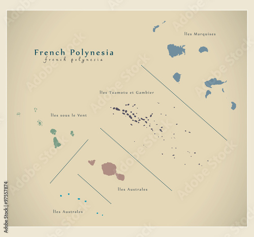 Modern Map - French Polynesia details PF photo