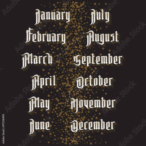 Gothic months set