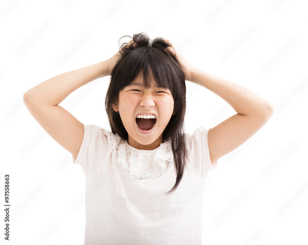 little girl struggling and her hands in hair little girl struggling and her hands in hair