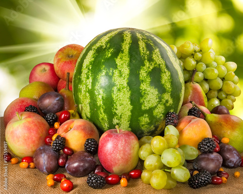 Image of fruits and berries close-up