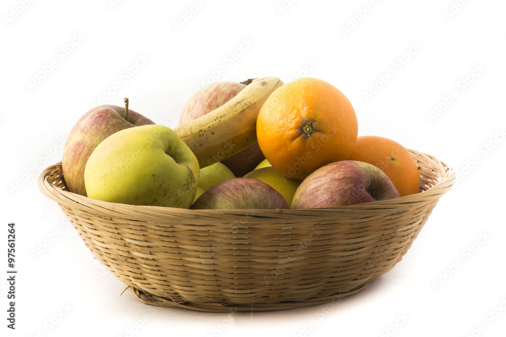 fruit basket on white background fruit basket on white background