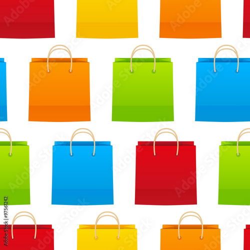 Seamless pattern with paper shopping bags 