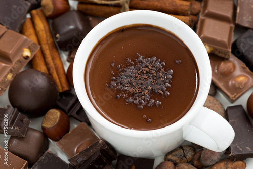 cup of hot chocolate and ingredients