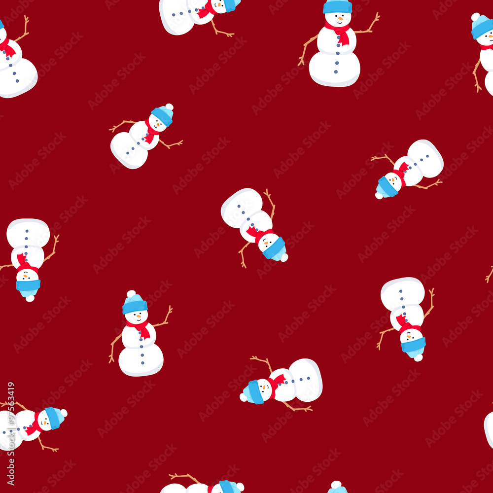 Christmas Seamless Pattern with Snowman