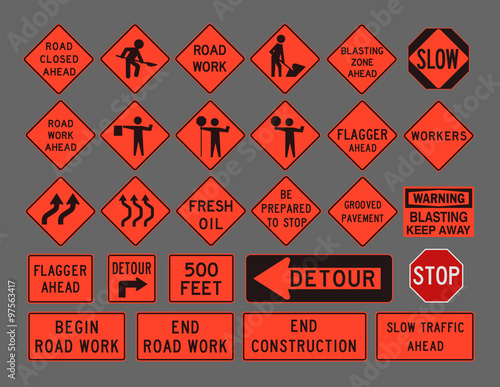 Workers road signs
