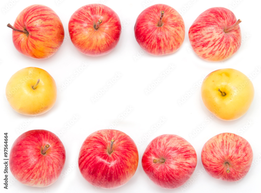red and yellow apples on a white background red and yellow apples on a white background