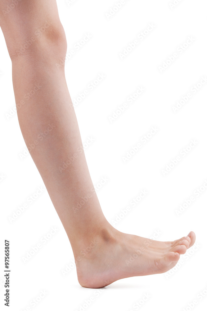 Right human foot on a white background Right human foot on a white background