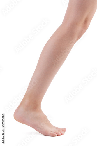 Human foot steps on the sock © dimedrol68